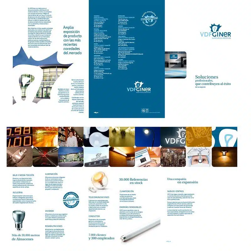 Tríptico o catálogo tamaño A4 con diseño profesional de imprenta en Madrid.